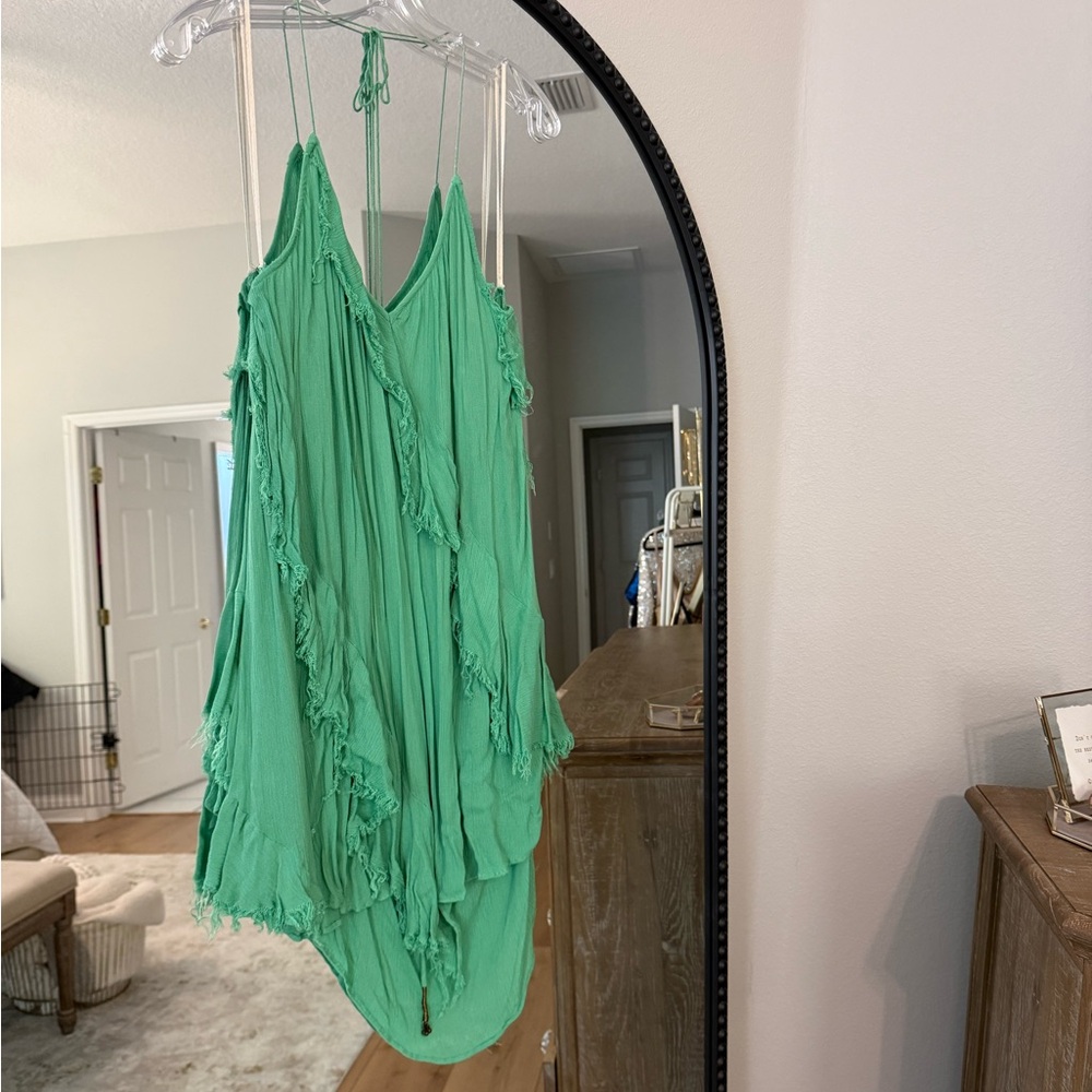Free People Green Ruffled Swim Coverup